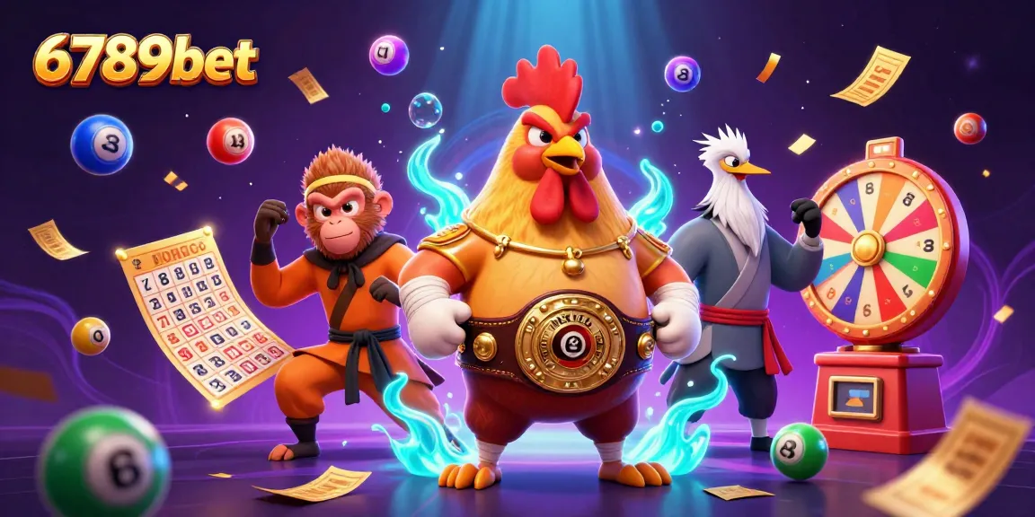 Experience the excitement of 6789bet with a dynamic 3D casino illustration featuring vibrant lottery elements.