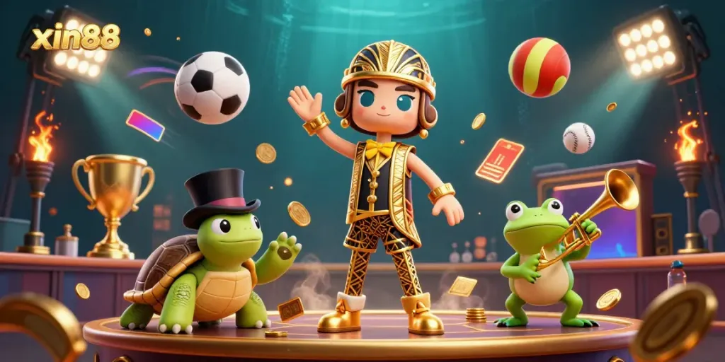 Experience excitement at xin88 with an enchanting scene of vibrant 3D characters amidst casino elements.