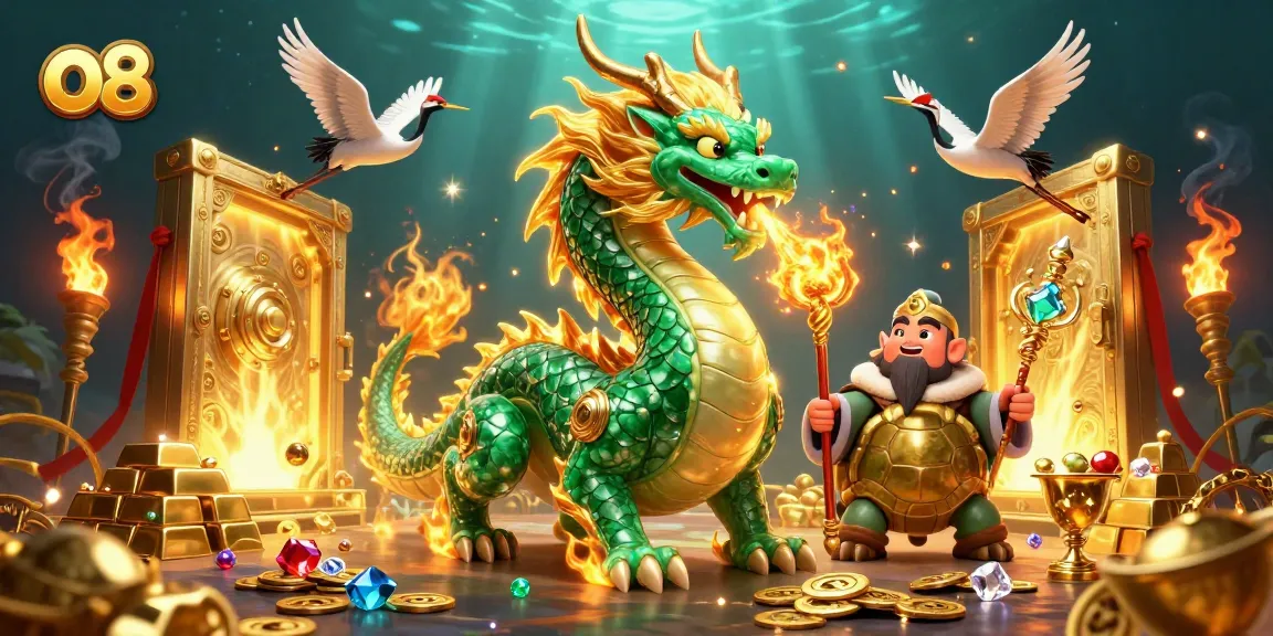 Experience excitement with vibrant games at o8, featuring a jade dragon and magical treasures.