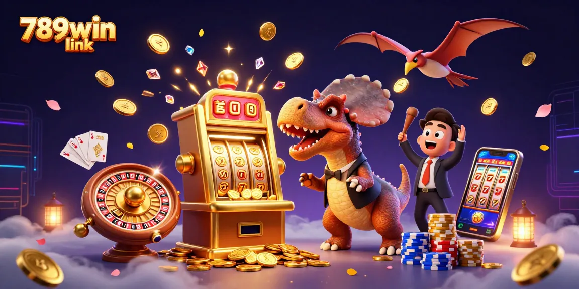 Play the 789win link with a pachycephalosaurus jackpot scene, vivid casino elements abound.