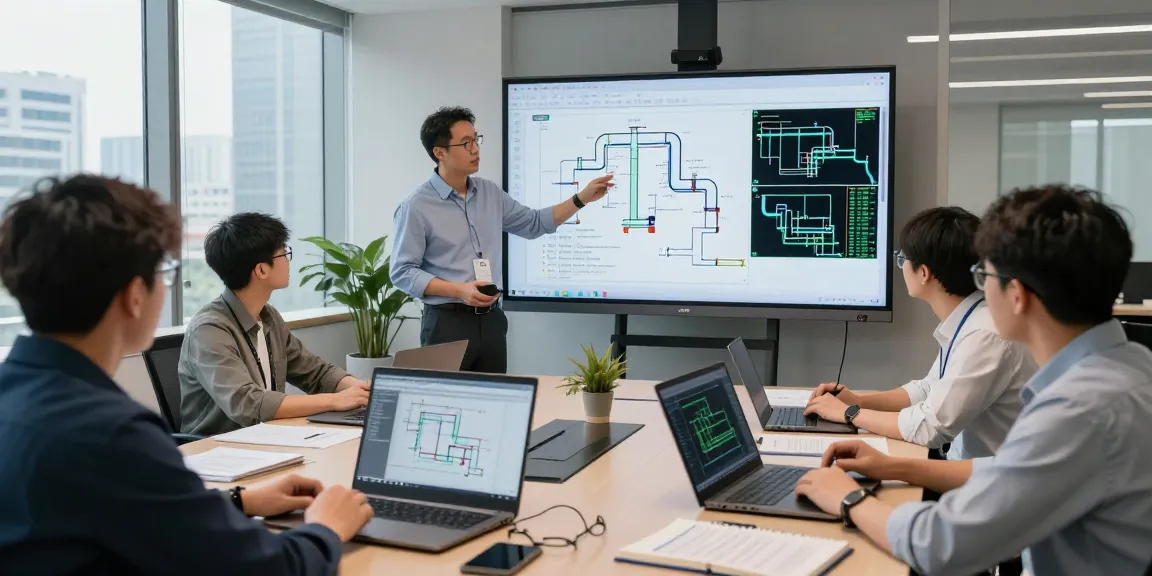 Piping Stress Analysis USA collaboration in a professional engineering office with detailed schematics.