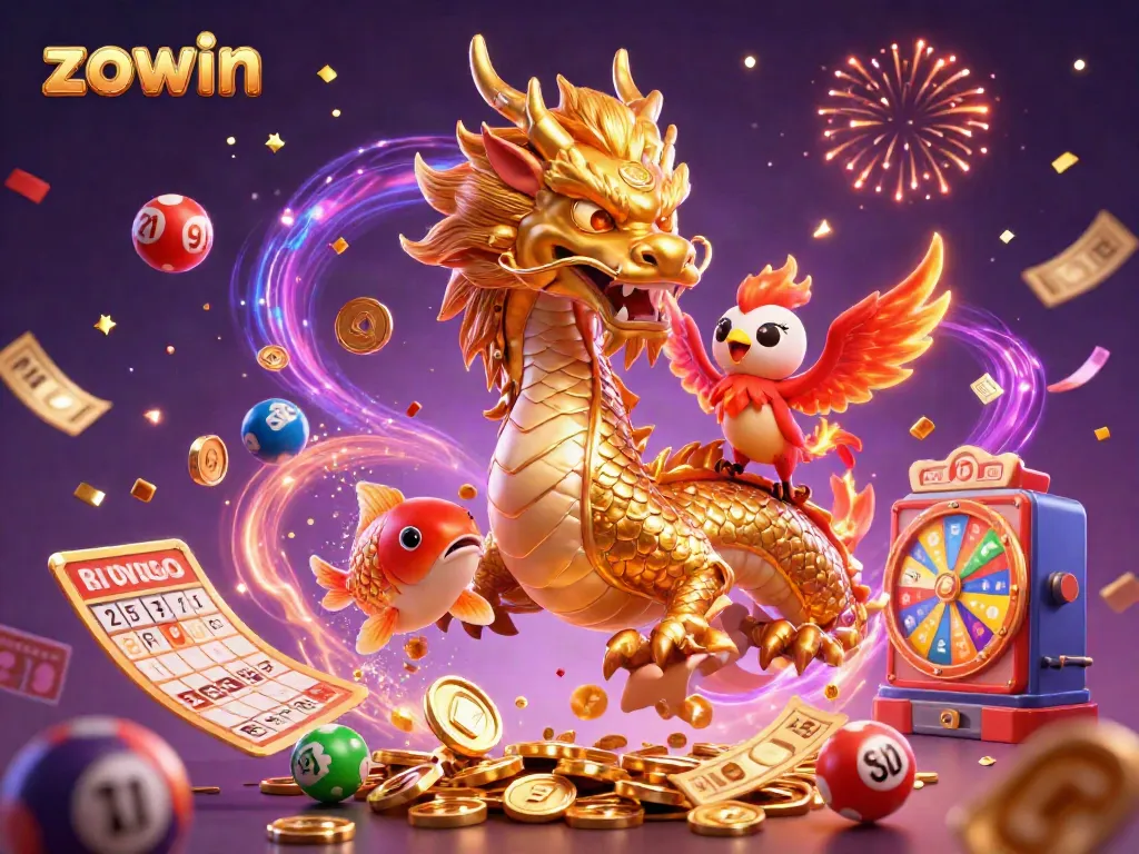 Experience the thrill of winning at Zowin with magical graphics and vibrant gaming elements.