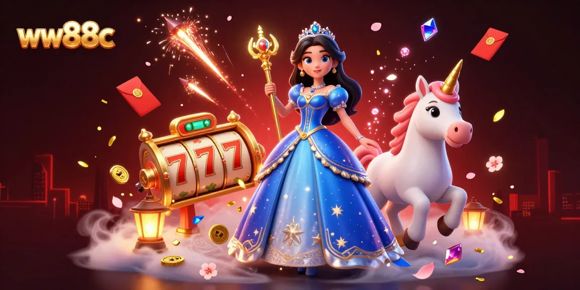 Engage with the captivating ww88c casino experience featuring dynamic slot reels and a magical theme.