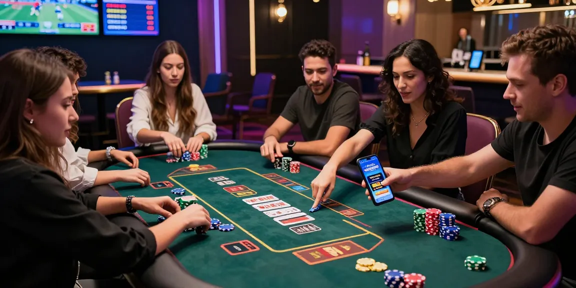 Diverse friends enjoying an exciting game at nhà cái ok8386 online gambling scene with vibrant atmosphere and engaging activities.