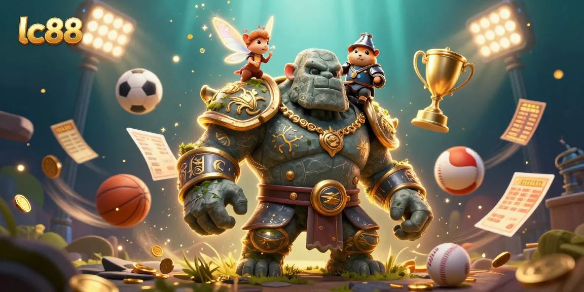 Experience thrilling sports betting action with lc88 as the golem awakens under sparkling magic and dynamic sports elements.