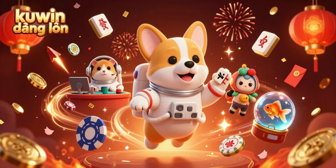 Kuwin đăng nhập brings excitement to the casino scene with vibrant 3D characters in orbiting action.