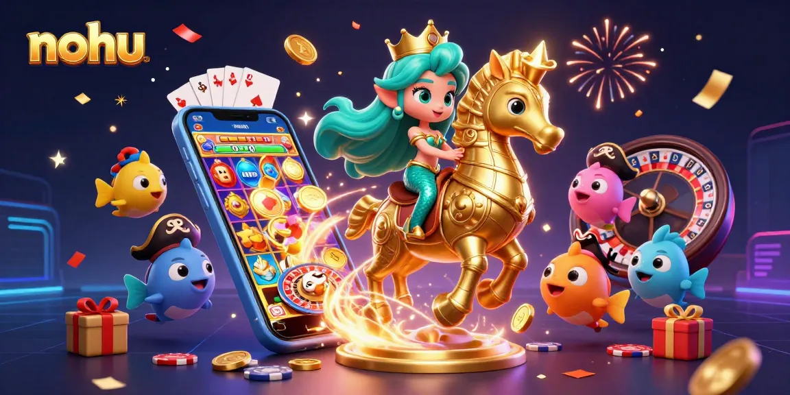 Engage in exciting nohu gaming with vibrant characters and casino elements bursting from the scene.