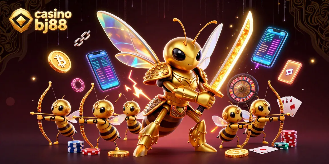 Experience thrilling gameplay at casino bj88 with a dynamic scene featuring a samurai hornet, archers, and casino games.