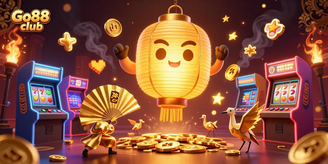 Engage in thrilling gameplay at Go88 club with an exciting casino illustration blending arcade and luck.