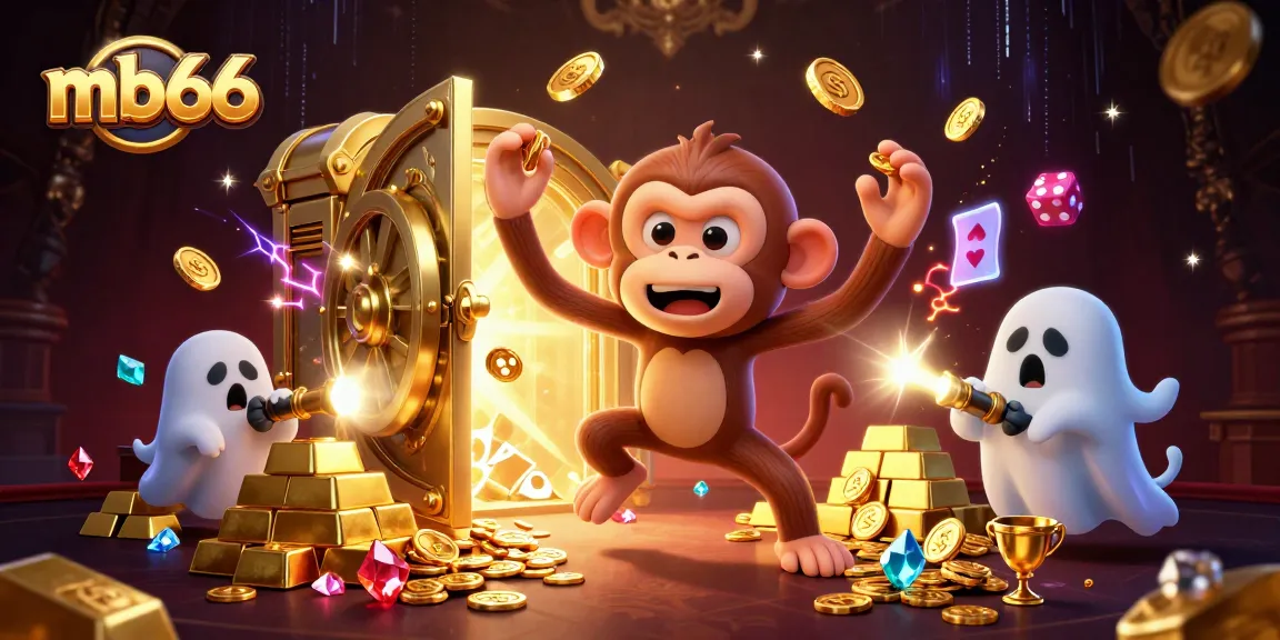 Experience exciting moments with mb66 in a vivid haunted casino scene full of treasures.
