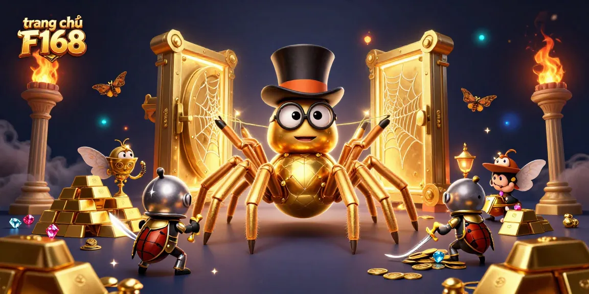 Engage with the vibrant world of trang chủ F168 through this immersive 3D illustration of a casino scene filled with gold and fortune.
