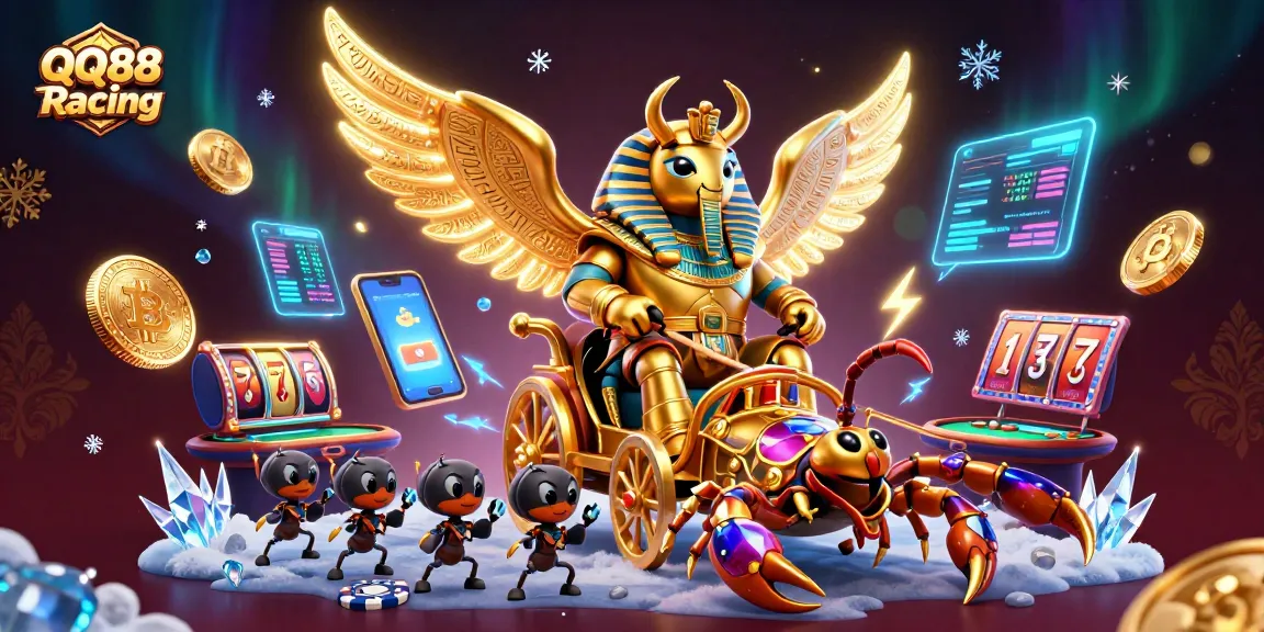 Engage with QQ88 Racing through a vibrant, dynamic illustration showcasing casino gaming excitement.