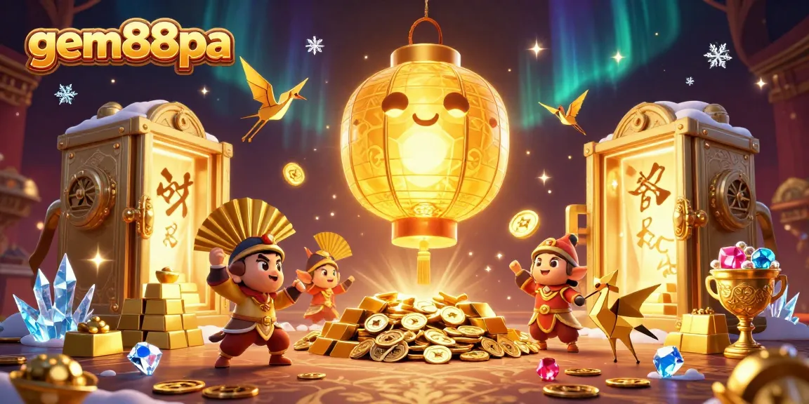 Experience thrilling wins at gem88pa with enchanting lantern spirits among gold treasures and casino excitement.