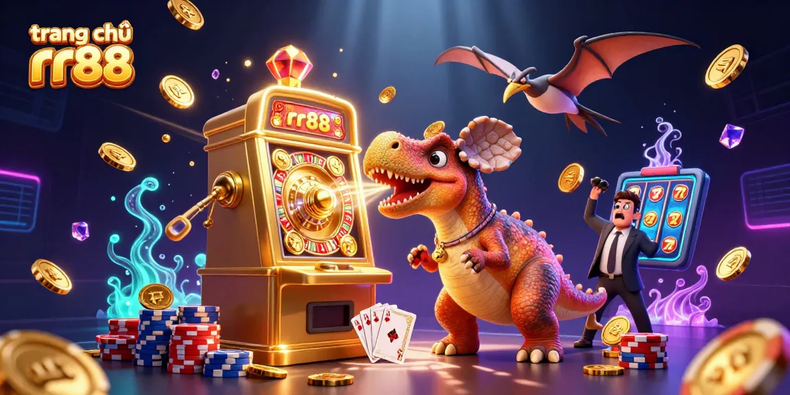 Experience excitement at trang chủ rr88 with animated characters celebrating slot wins.