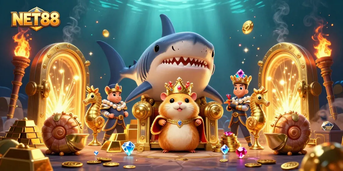 Experience thrilling gameplay with NET88 as the golden hamster king reigns over a treasure-filled underwater kingdom.