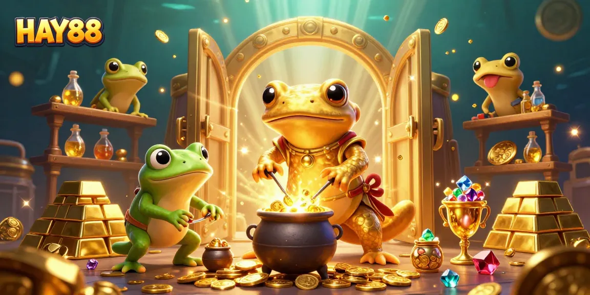 HAY88 players enjoy thrilling gameplay while winning gold coins in a vibrant, magical casino scene.