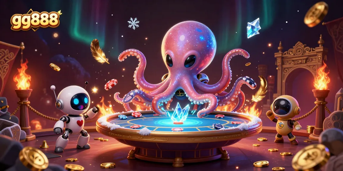 Experience thrilling action with gg888 at a vibrant alien casino scene featuring an octopus and robot.