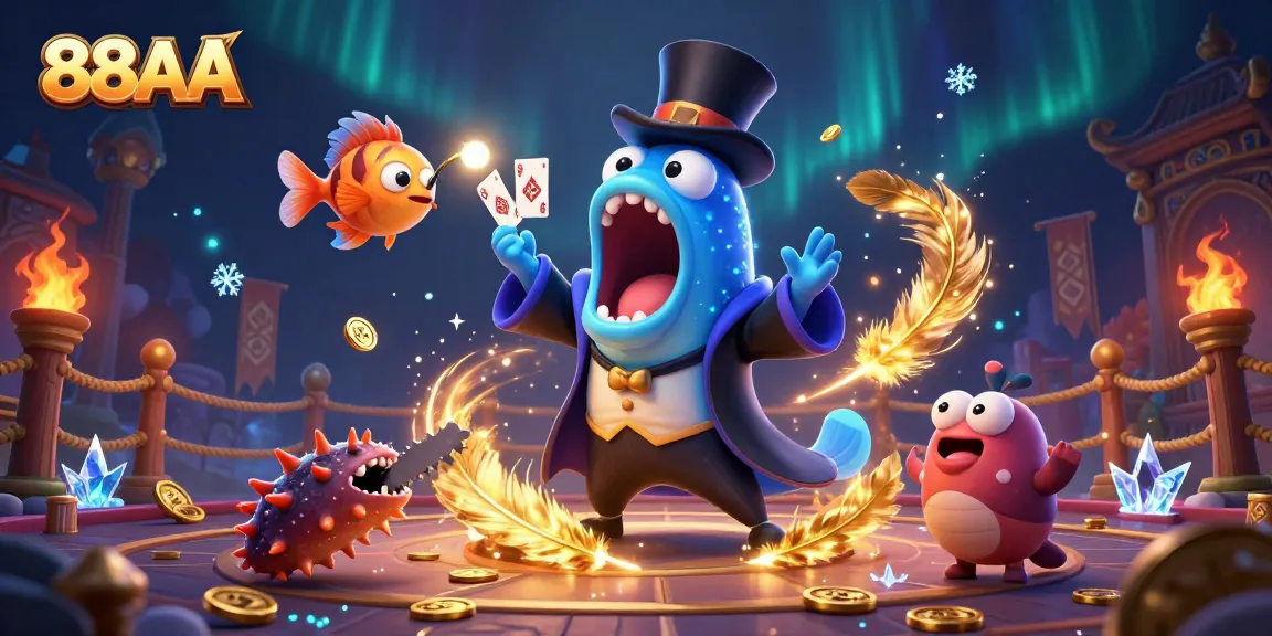 Experience the enchanting world of 88AA with a vibrant magic show scene in a dynamic casino setting.