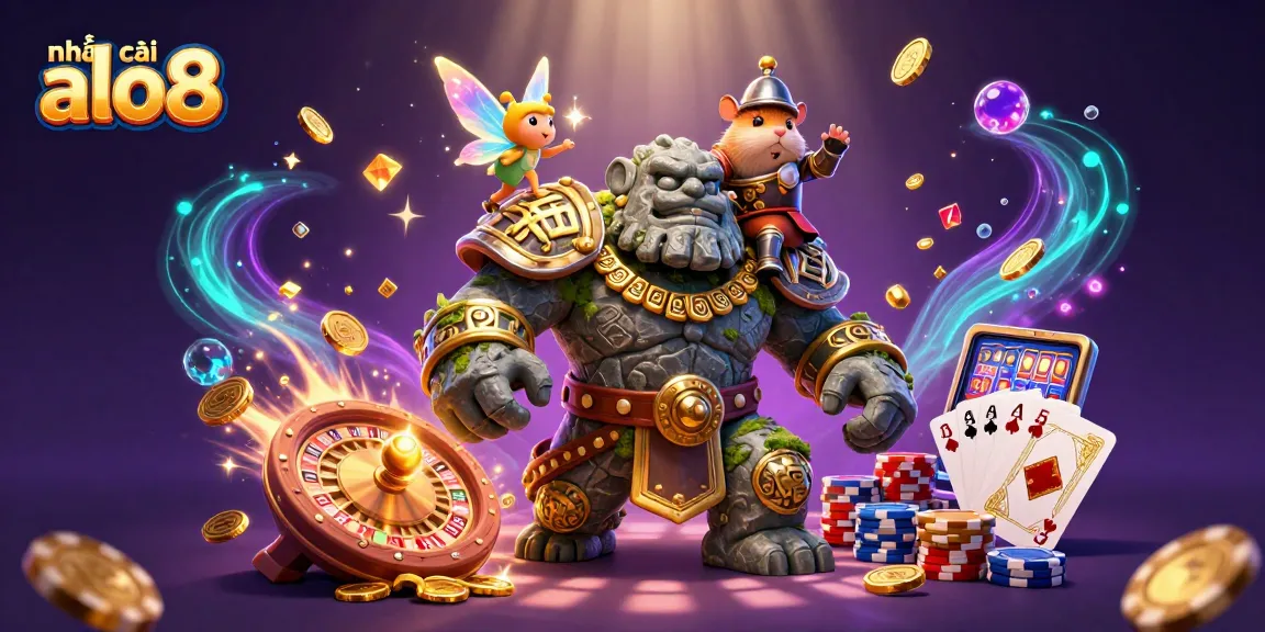 Engage with nhà cái alo8 in a vibrant 3D casino scene full of excitement and winning moments.